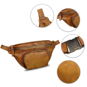 Genuine Leather Waist Bag Hip Bag Fanny Packs for Women and Men Real Leather Fanny Bag Sling Bag Crossbody Bags Chest Purses