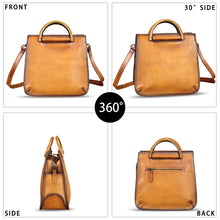 Load image into Gallery viewer, Genuine Leather Satchel for Women Hand Painted Leather Handbag Top Handle Bags Handmade Purse Crossbody Bag Purse
