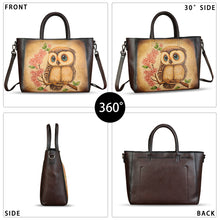 Load image into Gallery viewer, Genuine Leather Handbag Satchel for Women Hand Painted Pattern Leather Handmade Work Tote Bag Casual Shoulder Purse
