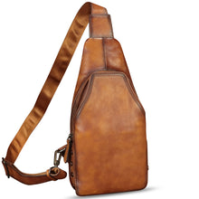 Load image into Gallery viewer, Genuine Leather Sling Bag Retro Crossbody Sling Backpack Handmade Chest Shoulder Daypack Purses Fanny Pack
