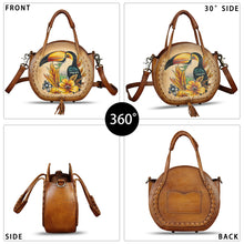 Load image into Gallery viewer, Genuine Leather Handbag for Women Purse Hand Painted Pattern Top Handle Satchel Handmade Crossbody Pouch
