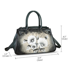 Load image into Gallery viewer, Genuine Leather Satchel for Women Hand Painted Leather Handbag Top Handle Bags Handmade Crossbody Purse Work Tote
