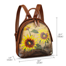 Load image into Gallery viewer, Genuine Leather Backpack for Women Hand Painted Purse Retro Leather Handmade College Knapsack Rucksack Casual Daypack
