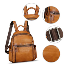 Load image into Gallery viewer, Genuine Leather Fashion Backpack for Women Vintage Satchel Soft Real Leather Knapsack Purse Rucksack Daypack Bag
