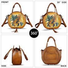 Load image into Gallery viewer, Genuine Leather Handbag for Women Purse Hand Painted Pattern Top Handle Satchel Handmade Crossbody Pouch
