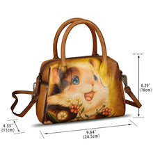 Load image into Gallery viewer, Genuine Leather Handbag for Women Hand Painted Top Handle Purse Retro Handmade Satchel Vintage Crossbody Hobo Bag
