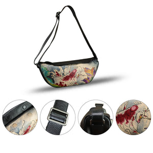 Genuine Leather Crossbody Bag Hand Painted Sling Backpack Retro Handmade Shoulder Daypack Purse Satchel