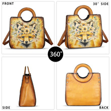 Load image into Gallery viewer, Genuine Leather Tote Bag for Women Hand Painted Leather Shoulder Handbag Handmade Purse Crossbody Work Tote Casual Purse
