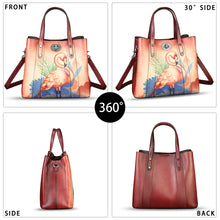 Load image into Gallery viewer, Genuine Leather Handbag Satchel for Women Hand Painted Leather Handmade Work Tote Bag Casual Shoulder Purse
