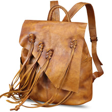 Load image into Gallery viewer, Genuine Leather Tassels Fashion Backpack for Women Vintage Soft Leather Knapsack Purse Satchel Rucksack Daypack Bags
