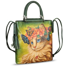 Load image into Gallery viewer, Genuine Leather Handbag for Women Hand Painted Leather Top Handle Bag Handmade Crossbody Purse Work Tote Bag
