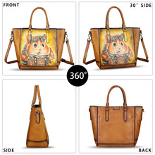 Load image into Gallery viewer, Genuine Leather Handbag for Women Hand Painted Leather Top Handle Satchel Handmade Crossbody Purse Tote Bag
