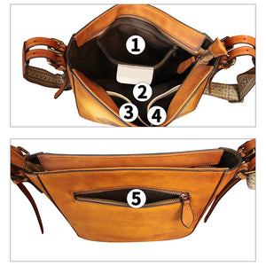 Genuine Leather Crossbody Bag for Women Hand Painted Leather Handmade Crossbody Satchel Purse Hand Drawn Handbag