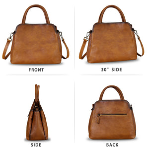 Genuine Leather Satchel Purse for Women Vintage Handmade Top Handle Handbag Designer Crossbody Bags