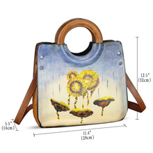 Load image into Gallery viewer, Genuine Leather Tote Bag for Women Hand Painted Leather Shoulder Handbag Handmade Purse Crossbody Work Tote Casual Purse
