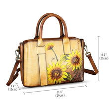 Load image into Gallery viewer, Genuine Leather Satchel for Women Hand Painted Leather Handbag Top Handle Bags Handmade Purse Crossbody Bag
