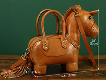Load image into Gallery viewer, Genuine Leather Purses and Handbags for Women Unique Handmade Horse Shape Crossbody Shoulder Bag Vintage Satchel
