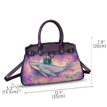 Load image into Gallery viewer, Genuine Leather Satchel for Women Hand Painted Leather Handbag Top Handle Bags Handmade Crossbody Purse Work Tote
