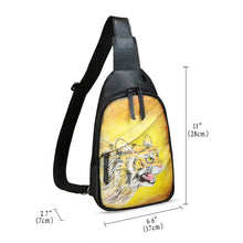 Load image into Gallery viewer, Genuine Leather Sling Bag Hand Painted Crossbody Backpack Retro Handmade Chest Shoulder Daypack Fanny Pack Purse
