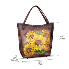 Load image into Gallery viewer, Genuine Leather Shoulder Bag for Women Hand Painted Leather Handbag Handmade Purse Crossbody Work Tote Bag Casual Purse
