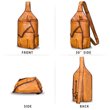 Load image into Gallery viewer, Genuine Leather Sling Bag for Men and Women Vintage Large Sling Backpack Shoulder Crossbody Chest Bag for Ipad
