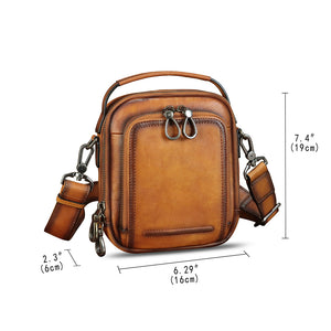 IVTG Genuine Leather Messenger Bag for Men Small Sling Purse Crossbody Shoulder Bags Satchel for Work Business Handbags