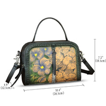 Load image into Gallery viewer, Genuine Leather Satchel for Women Hand Painted Leather Top Handle Handbag Handmade Crossbody Satchel Purse Tote Bag
