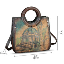 Load image into Gallery viewer, Genuine Leather Tote Bag for Women Hand Painted Leather Shoulder Handbag Handmade Purse Crossbody Work Tote Casual Purse
