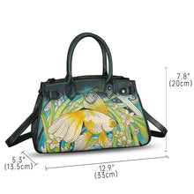 Load image into Gallery viewer, Genuine Leather Satchel for Women Hand Painted Leather Handbag Top Handle Bags Handmade Crossbody Purse Work Tote
