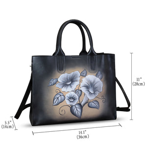 Genuine Leather Handbag for Women Hand Painted Leather Top Handle Bag Handmade Crossbody Purse Work Tote