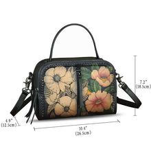 Load image into Gallery viewer, Genuine Leather Satchel for Women Hand Painted Leather Top Handle Handbag Handmade Crossbody Satchel Purse Tote Bag
