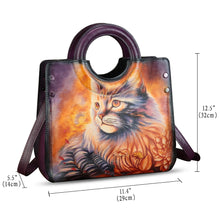 Load image into Gallery viewer, Genuine Leather Tote Bag for Women Hand Painted Leather Shoulder Handbag Handmade Purse Crossbody Work Tote Casual Purse
