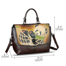 Load image into Gallery viewer, Genuine Leather Satchel for Women Hand Painted Handbag Top Handle Bags Handmade Purse Crossbody Tote Bag Purse
