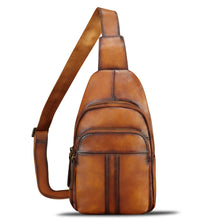 Load image into Gallery viewer, Genuine Leather Silng Bag for Women and Men Real Leather Sling Backpack Purse Chest Crossbody Bag
