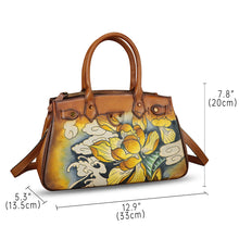 Load image into Gallery viewer, Genuine Leather Satchel for Women Hand Painted Leather Handbag Top Handle Bags Handmade Crossbody Purse Work Tote
