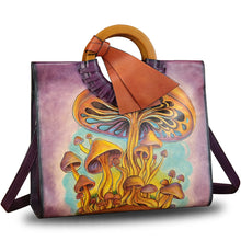 Load image into Gallery viewer, Genuine Leather Handbag Purse for Women Hand Painted Pattern Handbag Handmade Crossbody Work Tote Shoulder Bag
