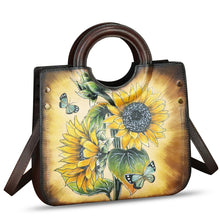 Load image into Gallery viewer, Genuine Leather Tote Bag for Women Hand Painted Leather Shoulder Handbag Handmade Purse Crossbody Work Tote Casual Purse
