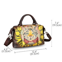 Load image into Gallery viewer, Genuine Leather Satchel for Women Hand Painted Handbag Top Handle Bags Handmade Purse Crossbody Tote Bag
