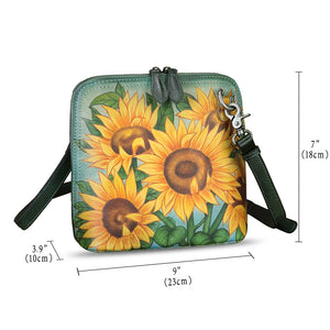 Genuine Leather Crossbody Bag for Women Hand Painted Leather Handmade Crossbody Satchel Purse Pouch