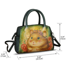 Load image into Gallery viewer, Genuine Leather Handbag for Women Hand Painted Top Handle Purse Retro Handmade Satchel Vintage Crossbody Hobo Bag
