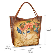 Load image into Gallery viewer, Genuine Leather Shoulder Bag for Women Hand Painted Leather Handbag Handmade Purse Crossbody Work Tote Bag Casual Purse
