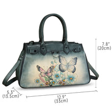 Load image into Gallery viewer, Genuine Leather Satchel for Women Hand Painted Leather Handbag Top Handle Bags Handmade Crossbody Purse Work Tote
