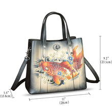 Load image into Gallery viewer, Genuine Leather Handbag Satchel for Women Hand Painted Leather Handmade Work Tote Bag Casual Shoulder Purse
