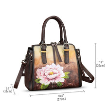 Load image into Gallery viewer, Genuine Leather Handbag for Women Hand Painted Leather Top Handle Purse Handmade Crossbody Satchel Tote Bag
