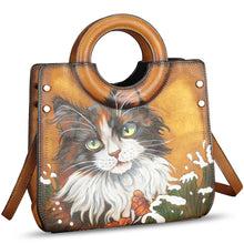 Load image into Gallery viewer, Genuine Leather Tote Bag for Women Hand Painted Leather Shoulder Handbag Handmade Purse Crossbody Work Tote Casual Purse
