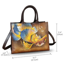 Load image into Gallery viewer, Genuine Leather Handbag for Women Hand Painted Leather Top Handle Bag Handmade Crossbody Purse Work Tote
