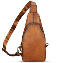 Load image into Gallery viewer, Genuine Leather Sling Bag Retro Crossbody Sling Backpack Handmade Chest Shoulder Daypack Purses Fanny Pack

