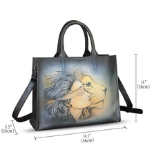 Load image into Gallery viewer, Genuine Leather Handbag for Women Hand Painted Leather Top Handle Bag Handmade Crossbody Purse Work Tote
