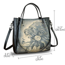 Load image into Gallery viewer, Genuine Leather Handbag Satchel for Women Hand Painted Shoulder Bag Handmade Work Tote Casual Crossbody Purse
