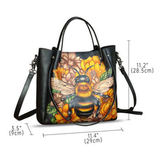 Load image into Gallery viewer, Genuine Leather Handbag Satchel for Women Hand Painted Shoulder Bag Handmade Work Tote Casual Crossbody Purse
